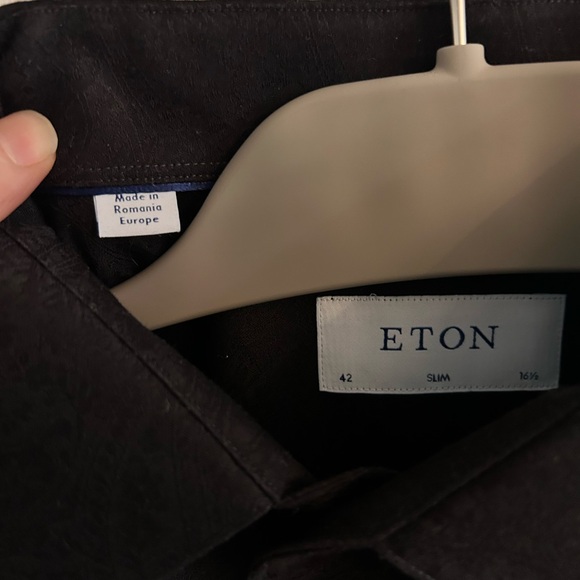 Eton Black Paisley Jacquard Tuxedo Shirt slim - Picture 9 of 10